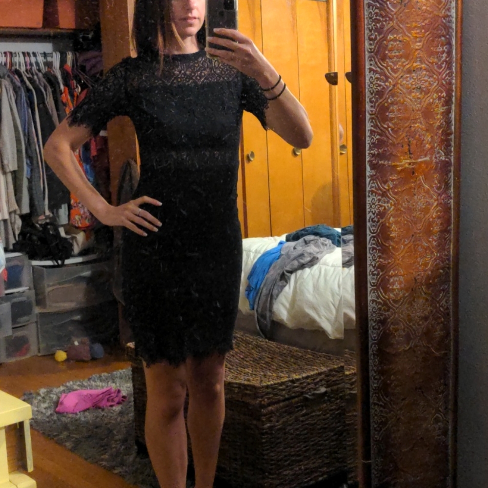 Black eyelet lace detail dreas